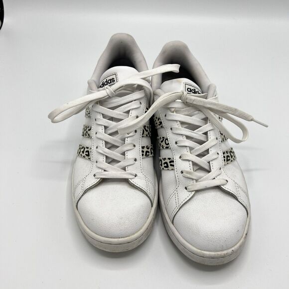 Adidas Grand Court Tennis Sneakers Size 9 White Leopard Cloudfoam Comfort - Picture 7 of 11